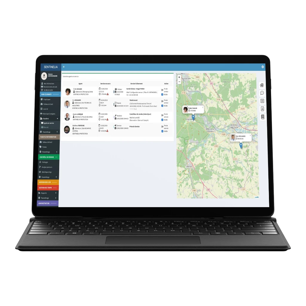 MyMCR : agents en service et carte des sites