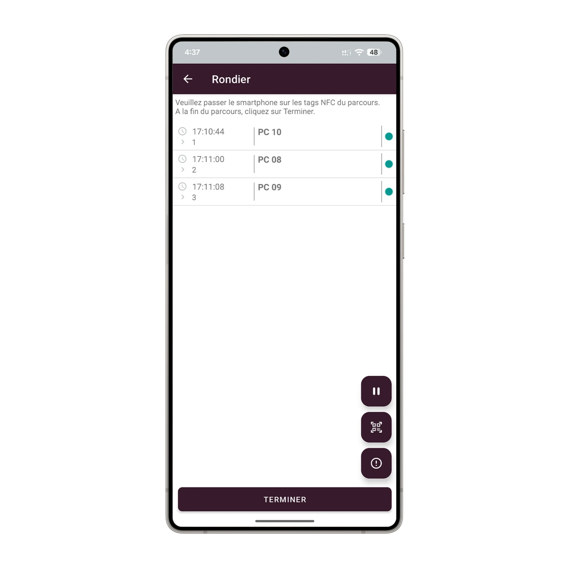 Application Smart-Rondier sur smartphone Android